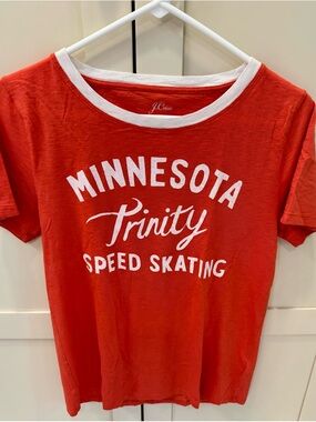 J. Crew Red Ringer Tee with White Graphic